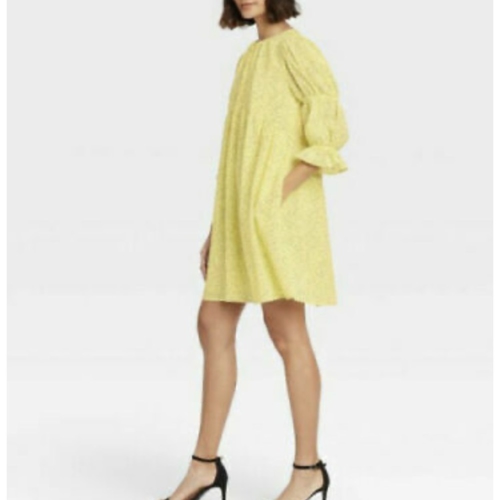 WHO what wear puff elbow sleeve a line dress - Picture 3 of 5